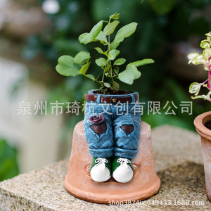 Macetas de resina con forma de sombrero y chaqueta vaquera para suculentas y plantas en maceta, decoración del hogar, regalos artísticos y artesanales - Product Image 3