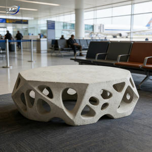 Mesa de Centro Moderna y Duradera de GRC Gris Irregular, Diseño Creativo para Sala de Estar, Muebles para el Hogar - Product Image 1