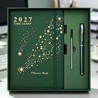 Agenda hebdomadaire et mensuel Premium 2027, carnet de notes avec couverture en PU, coffret cadeau avec LOGO pour cadeaux d'entreprise, cadeaux personnels