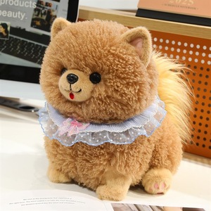 Peluche Pomeranian réaliste, chien moelleux avec collier en dentelle, coussin de sommeil, cadeau, OEM ODM, fabricant en gros sur mesure - Product Image 4