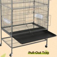 Volière spacieuse à double étage pour perroquets, avec base métallique thermolaquée sur roulettes et plateau de nettoyage extractible, design simple pour l'élevage de plusieurs oiseaux