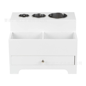 Caja de almacenamiento de madera con cajones, organizador de cosméticos blanco para baño, cocina y dormitorio. - Product Image 4