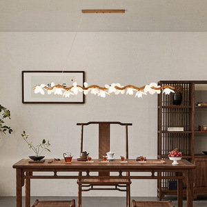 Lustre suspendu en verre moderne Wabi Sabi japonais, design créatif en forme de branche, avec quincaillerie de luxe rétro et cristaux - Product Image 2