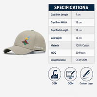 Casquette de baseball structurée à 6 panneaux personnalisée, en sergé de coton kaki, avec broderie multicolore motif colombe croisée, pour événements religieux
