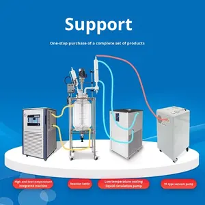 เครื่องปฏิกรณ์แก้วสองชั้นแบบมีแจ็คเก็ตสำหรับให้ความร้อน พร้อมระบบกวนและกลั่นสุญญากาศ ขนาด 100 ลิตร ผลิตตามสั่งสำหรับงานทดลองขนาดเล็ก ผลิตในจีนแผ่นดินใหญ่ - Product Image 4