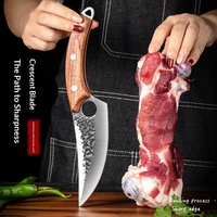 Couteau à désosser forgé, motif martelé, pour trancher la viande, dépecer les porcs et les moutons, multi-usages, manche en bois, acier 4Cr13