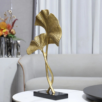 Sculpture géométrique nordique en métal en forme de feuille de Ginkgo, ornement artistique créatif pour salon, entrée, meuble TV, décoration intérieure