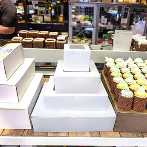 Caja de pastel de cumpleaños plegada blanca con ventana transparente para hornear postres, caja de pastel de 10 y 12 pulgadas, caja de embalaje desechable - Product Image 3