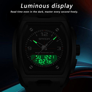 Reloj Deportivo SANDA 5109 para Hombre, Resistente al Agua, con Doble Pantalla, Luminoso, con Alarma de Cuenta Regresiva y Tres Zonas Horarias - Product Image 3