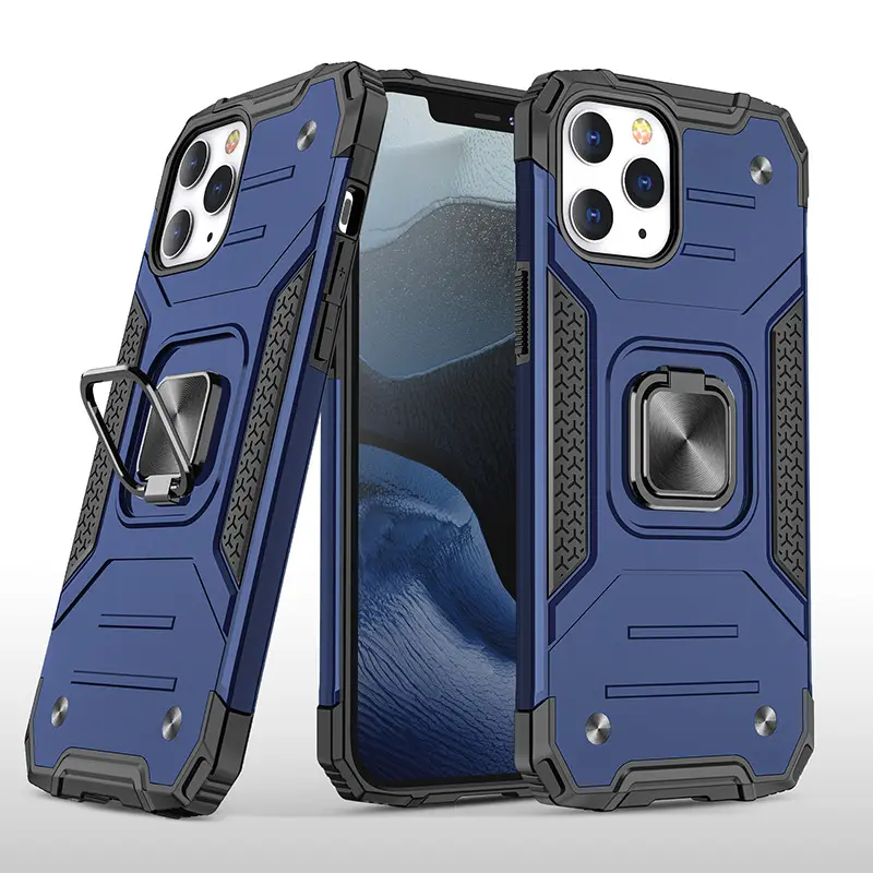 For iPhone 12 mini 11 Pro XS Max XR Samsung A21 A11 Kickstand Rugged Armor Drop Protection Ring Bracket Shockproof Phone Case