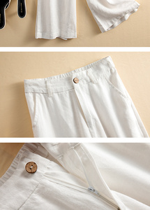 <span class=keywords><strong>Pantaloni</strong></span> larghi larghi Casual da donna di alta qualità in lino 100% da donna <span class=keywords><strong>pantaloni</strong></span> elastici in vita <span class=keywords><strong>pantaloni</strong></span> <span class=keywords><strong>con</strong></span> tasche - Product Image 6