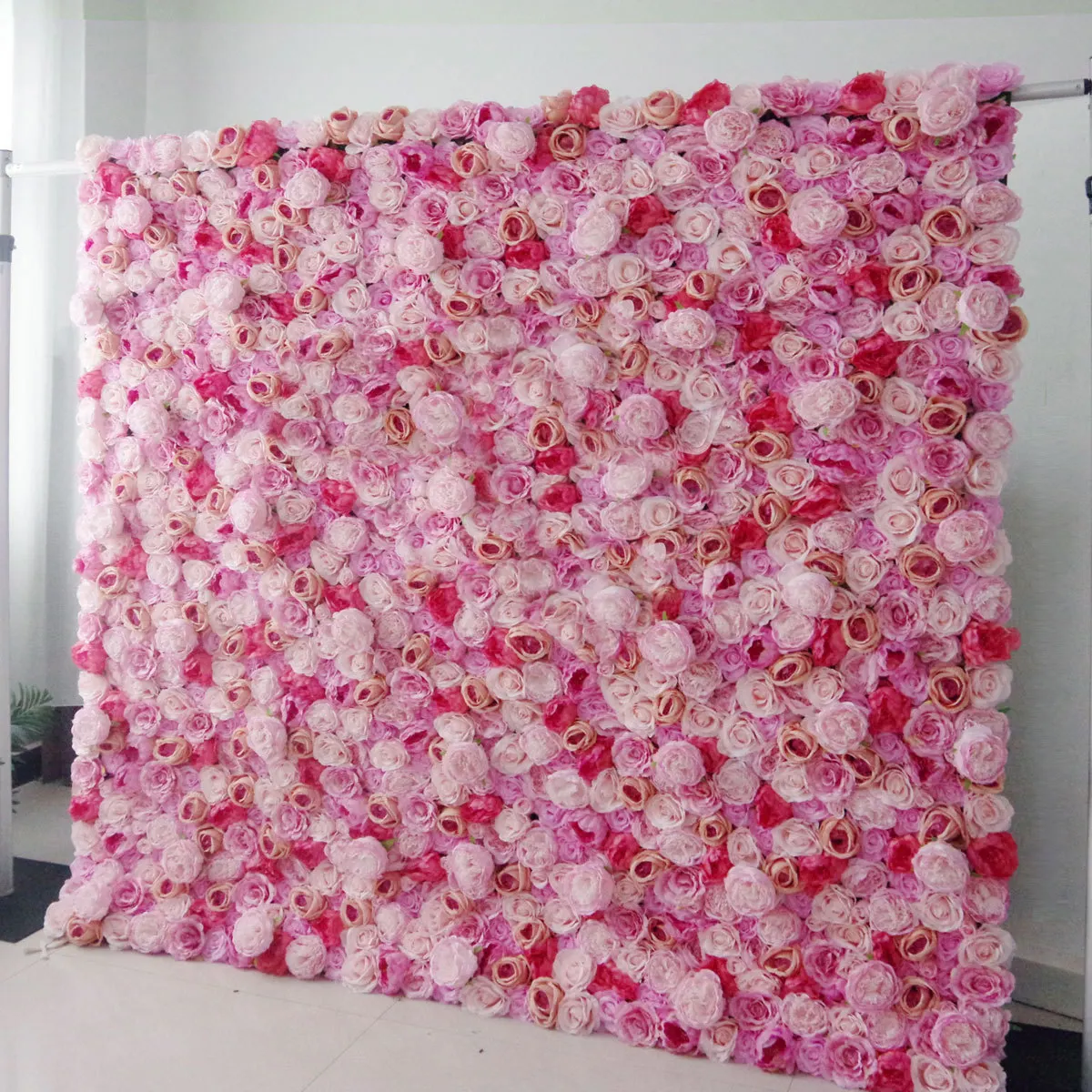 Customized Wholesale Price Artificial Silk Flower Wall Wedding Decoration Flower Wall Panel Background Red Rose Wall