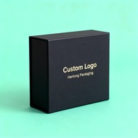 Caja rígida negra personalizada de alta calidad, embalaje personalizado plegable, caja rígida de cartón, caja de regalo para ropa con tinta de soja