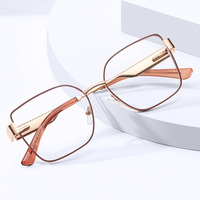 Lunettes anti-lumière bleue pour femmes MS 81782, monture géométrique en métal, branches élégantes incrustées de paillettes, lunettes de vue polyvalentes et tendance
