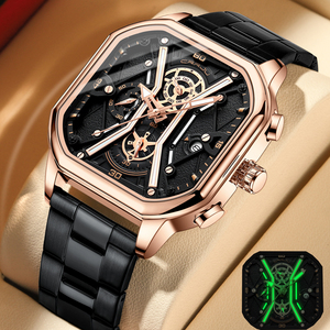 CRRJU 2313S Venta caliente China hombre reloj de bajo costo correa de acero inoxidable cuadrado Chrono en stock Casual reloj de la empresa - Product Image 2