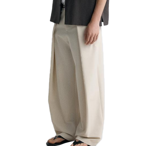 All'ingrosso <span class=keywords><strong>pantaloni</strong></span> da uomo <span class=keywords><strong>classici</strong></span> Beige pieghettati di alta qualità <span class=keywords><strong>in</strong></span> cotone 100% <span class=keywords><strong>in</strong></span> saia a <span class=keywords><strong>vita</strong></span> media elasticizzati Casual e comodi alla moda Design - Product Image 3