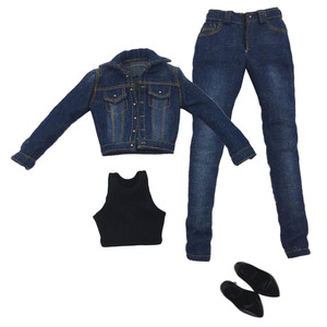 Scarpe con tacco alto in scala 1/6 giacca di Jeans e gilet di Jeans per Action figure da 12 \" - Product Image 3
