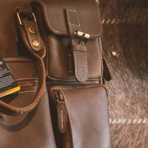 Classic Leather Travel Backpack <b>Large</b> Capacity Multiple Pockets Zipper Closure Soft Handle Casual Unisex Backpack - Product Image 3