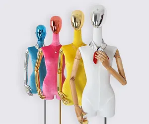 Maniquí femenino cubierto de tela de terciopelo colorido de alta calidad, cuerpo completo para pantalones, exhibición de pantalones, maniquí de pie para <span class=keywords><strong>mujer</strong></span> - Product Image 1