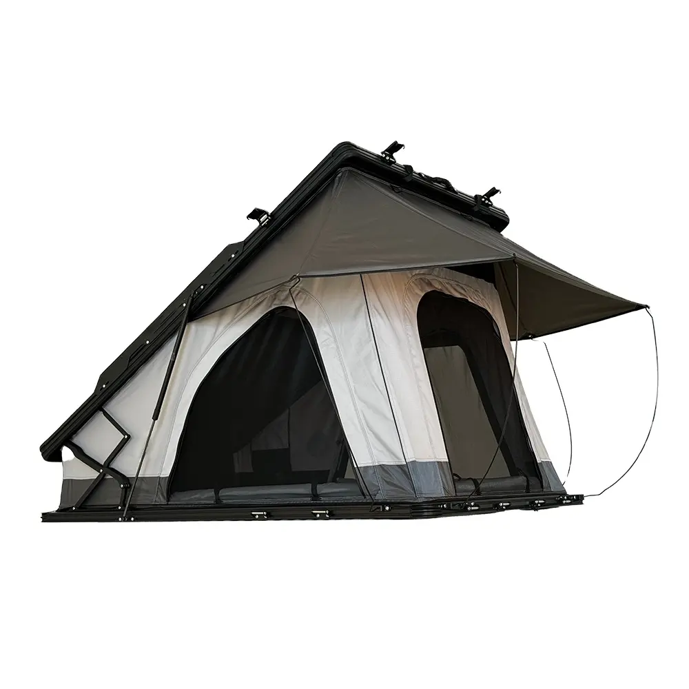 Xscamper Tente de toit noire Triangle Offroad Light Rooftop Tentes d'extérieur Toit imperméable Camping pliable Auvent de toit pour 1-2 P