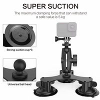 Logo/emballage personnalisés disponibles : Support de pare-brise de voiture à triple ventouse robuste avec bras d'extension pour GoPro Hero 13 12 Insta360 DJI