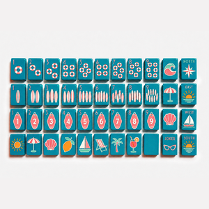 Ensemble de Mahjong Américain de Luxe Personnalisé 160 Tuiles Acrylique Gravé Peint à la Main Bleu Vert Profond Style Club de Plage Méditerranéen pour le Divertissement - Product Image 3