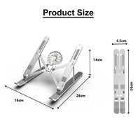 Supports de refroidissement pour ordinateur portable Support de ventilateur pour ordinateur portable réglable à 7 niveaux Support pour ordinateur portable en aluminium pour bureau adapté aux tablettes 9 "-17.3''