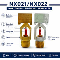 Tête de sprinkler horizontal pour paroi latérale Tianxing K5.6 175 PSI DN15 (1/2") 4 températures de service Laiton chromé OEM