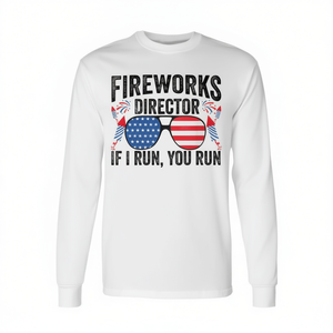 T-shirt a maniche lunghe Fireworks Director con design patriottico del 4 luglio - Product Image 2