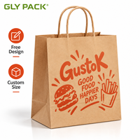 Sac en papier kraft biodégradable personnalisé avec poignées torsadées pour restaurants, cafés, emballages à emporter pour la restauration rapide, sac en papier kraft