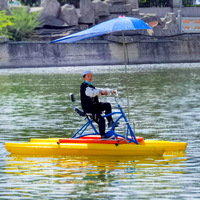 QIQU Vélo aquatique à pédales en PE, avec ponton et cadre en aluminium antirouille, pour location, excellent rapport qualité-prix, 10ft x 4.7ft, 8-12km/h