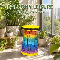 Tabouret de patio rond en plastique pour la détente et les loisirs, idéal pour balcon, verdure, terrasse, plantes, soleil, thé, pause du matin, pot de feuilles