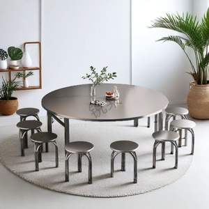 Mesa Plegable Redonda Rústica de Acero Inoxidable 304 para Restaurante, Ligera y Duradera, con Superficie Metálica, para Uso en Interiores y Exteriores - Product Image 4