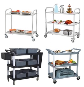 Harga grosir pabrik SS201 troli dapur baja tahan karat troli makan <span class=keywords><strong>2</strong></span> tingkat keranjang makanan Hotel melayani keranjang untuk Transfer dapur - Product Image 5