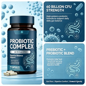Cápsulas Probióticas Personalizadas al por Mayor OEM de 60 Mil Millones con Prebióticos para Adultos y Adolescentes, Suplemento para la Belleza, Digestión y Vitaminas - Product Image 3