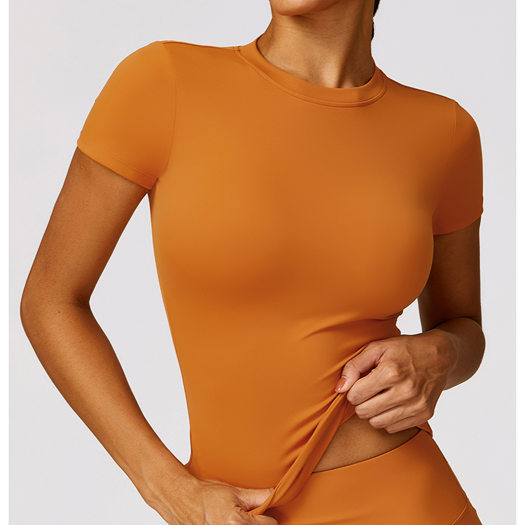 Wholesale Quick Dry Yoga T-Shirt Short Sleeve Brushed Fabric Top Cover Shirt Outdoor Running Athletic Women Sports Yoga Top