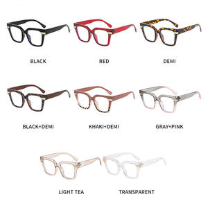 نظارات على الطراز الأوروبي على الطراز الأوروبي مضادة للضوء الأزرق مربعة بإطار كبير غير وصفة طبية على شكل مقعر على الموضة للنساء - Product Image 4