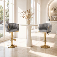 Tabouret de bar commercial de conception opulente, fabriqué en usine, pivotant et réglable, avec base dorée pour îlot de cuisine - Vente en gros