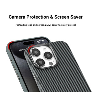 Kim Loại Và Da Máy Ảnh Khung Trường Hợp Đối Với <span class=keywords><strong>iPhone</strong></span> Redmi Lưu Ý 11 Pro Carbon Kết Cấu Khâu Mô Hình Với PC Cover Quay Lại Màu Đỏ - Product Image 6