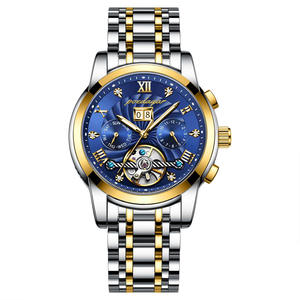 POEDAGAR 1408 Nouvelle montre mécanique de luxe à tourbillon pour homme, en acier inoxydable, étanche, lumineuse, avec calendrier, montre tendance pour homme - Product Image 1