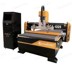 Cabeça dupla gravura router cnc machine multi-headCA-1325 1530 com Heavy Duty Square tubo de aço quadro torno cama