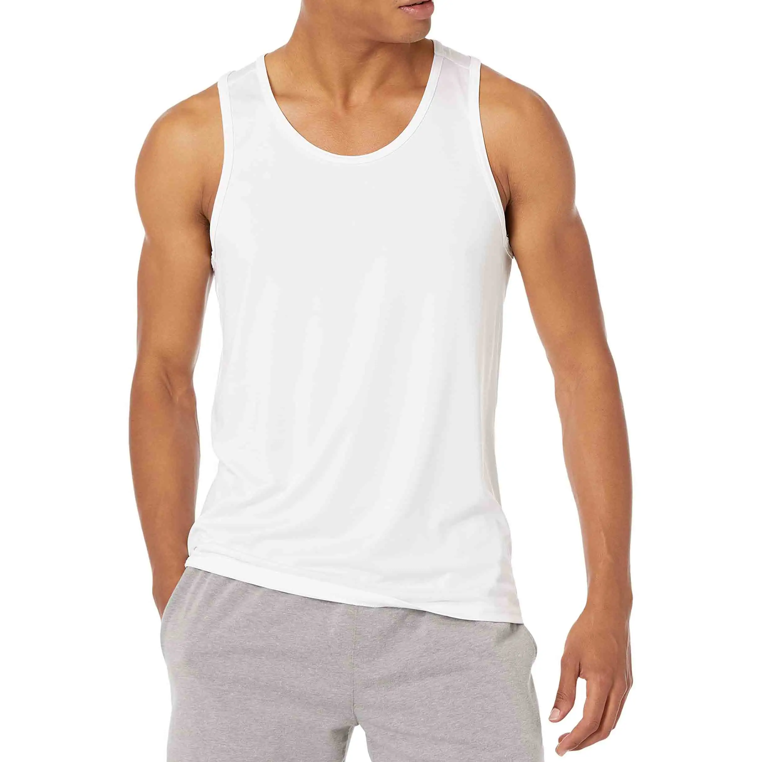 Top New Trending Casual Fitness Crop Tank Tops Sleeveless Vest Gym Clothing Loose Fit Men Tank Top