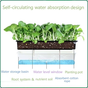 Pots et jardinières à arrosage automatique à 2 niveaux, oblongs, décoration d'intérieur, pots à plantes en résine, verts, écologiques, modernes, balcon, jardin - Product Image 3