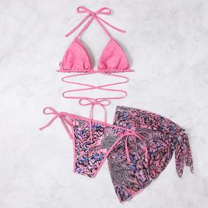 Nouvelle collection 2025 : Ensemble maillot de bain 3 pièces à jambes longues, soutien-gorge push-up, grandes tailles, séchage rapide pour femme, en Spandex/Nylon - Product Image 3