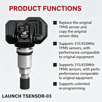 Capteur TPMS LAUNCH TSENSOR-03 (315 MHz/433 MHz) |   Outil universel programmable en aluminium pour la codification et la réinitialisation illimitées des valves