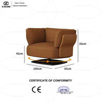 Fauteuil inclinable individuel de luxe moderne de haute qualité pour salon, en tissu, avec design rotatif et coussin, idéal pour villa