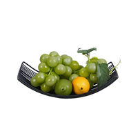 Panier à fruits en fil métallique noir DaS, plateau à fruits décoratif incurvé pour la cuisine, la salle à manger, le rangement à domicile