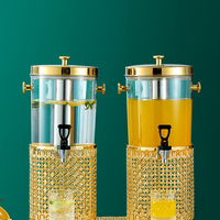 Distributeur de jus de luxe en or et diamant à double réservoir avec compartiment à glace pour hôtels, mariages et buffets