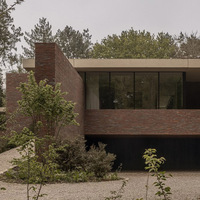 Diseño de Interiores de Villa Minimalista Moderna con Ladrillos Rojos, Plano Arquitectónico y Renderizado 3D, Consulta Profunda
