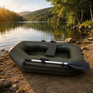 Bateau de pêche gonflable vert durable de 180 m pour la carpe et le poisson-chat, avec plancher stable, montage et installation faciles, rangement portable - Product Image 3